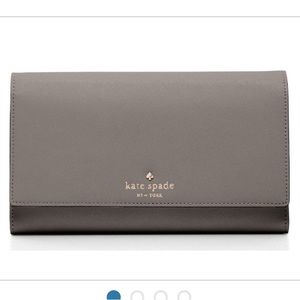 Kate Spade - Textured Grey Large Leather Wallet